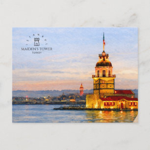 JUNGFERNTURM ISTANBUL, TÜRKEI   Aquarell Postkarte