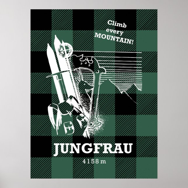 Jungfrau 4158 m Schweizer Alpen Bergsteigen Poster (Vorne)