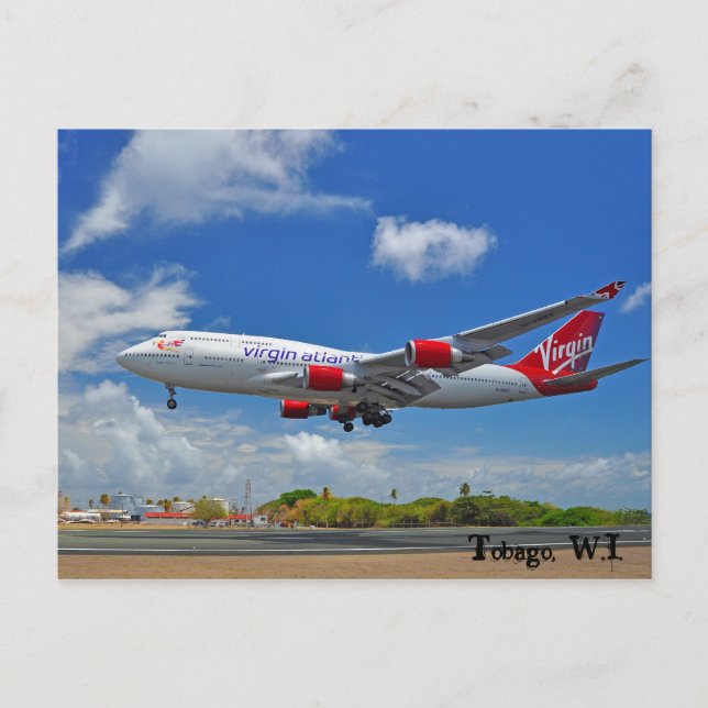Jungfrau Atlantische Landung in Tobago Postkarte (Vorderseite)