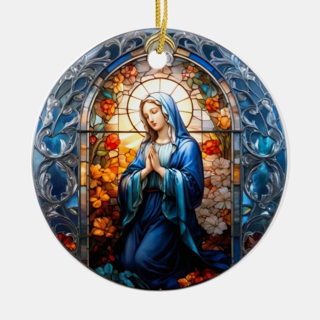Jungfrau aus Hartglas Mary Keramik Ornament (Vorne)