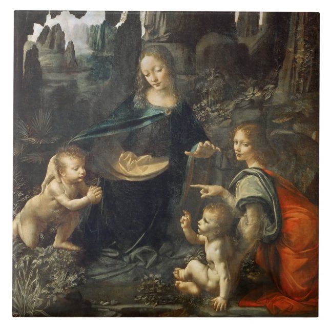 Jungfrau der Felsen, Leonardo da Vinci Fliese (Vorderseite)
