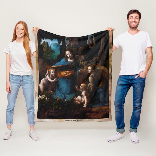 Jungfrau der Felsen von Leonardo da Vinci Fleecedecke (Beispiel)