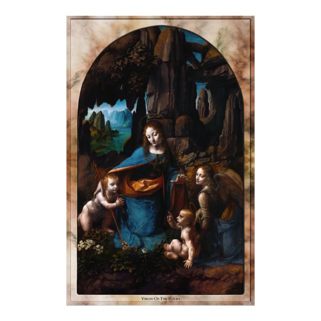Jungfrau der Felsen von Leonardo da Vinci Fotodruck (Vorne)
