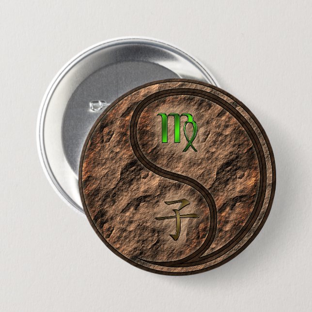 Jungfrau & Erde Ratte Button (Vorne & Hinten)