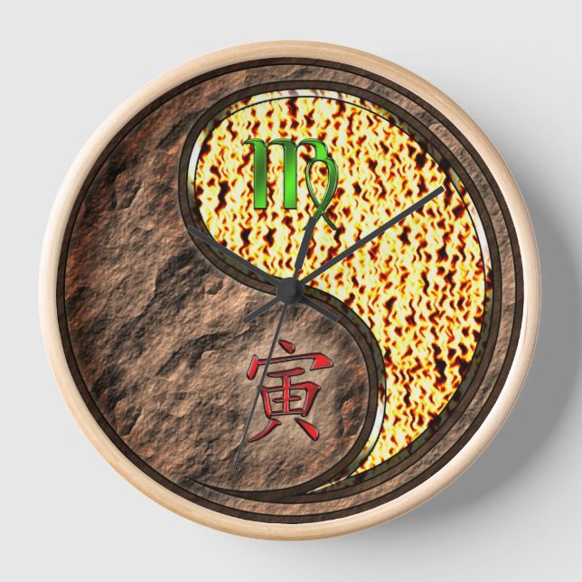 Jungfrau & Feuer Tiger Uhr (Vorderseite)