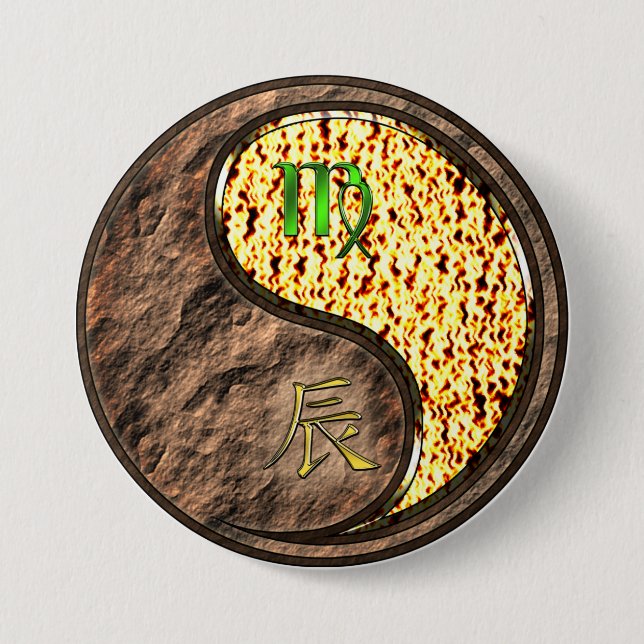 Jungfrau & Feuerdrache Button (Vorderseite)