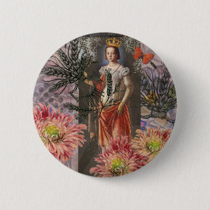 Jungfrau-Frauenporträt Antik Farbreich Reich Button