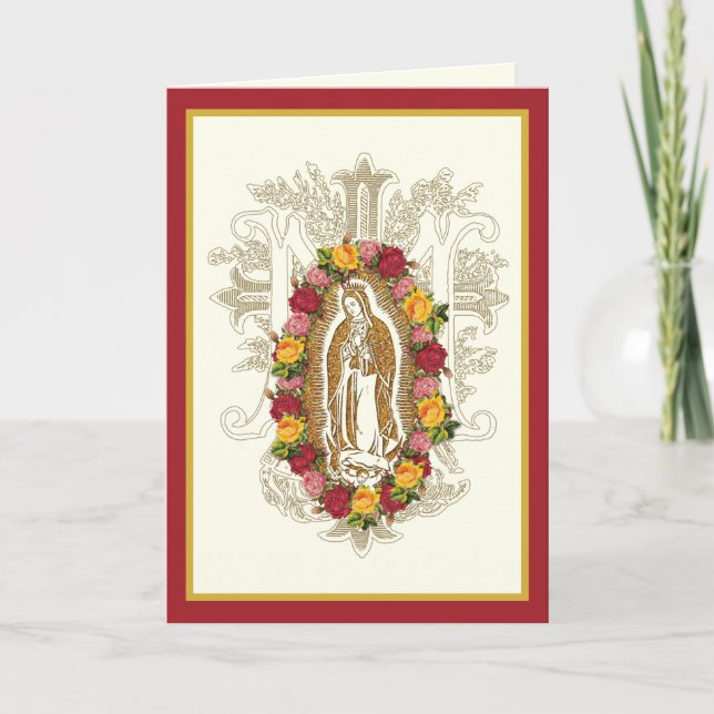 Jungfrau Guadalupe Spanische Rose Karte (Vorderseite)