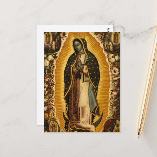 Jungfrau Guadalupe von Manuel de Arellano Postkarte (Vorderseite/Rückseite Beispiel)
