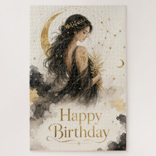Jungfrau Happy Birthday Aquarell Design