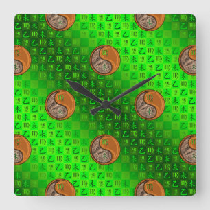 Jungfrau & Holz Ziege Wanduhr