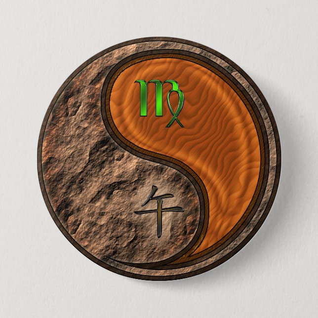 Jungfrau & Holzpferd Button (Vorderseite)