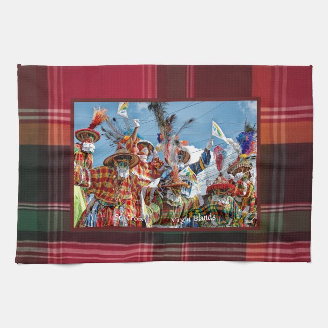 Jungfrau Inseln Flag St. Croix Mocko Jumbies Madra Geschirrtuch (Horizontal)