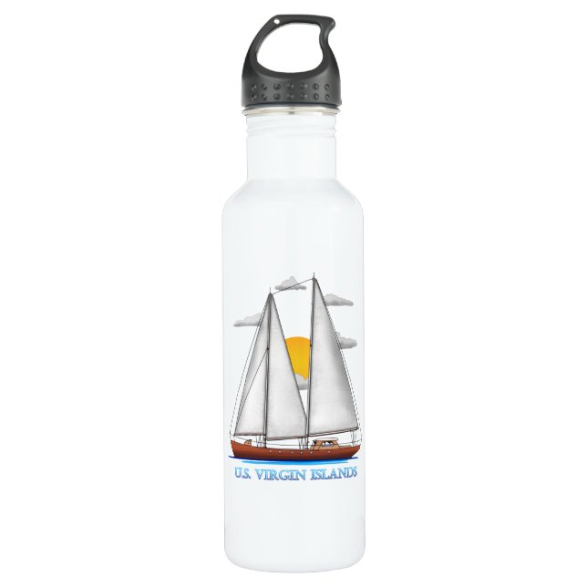 Jungfrau Inseln Küstenschifffahrt Sailo Edelstahlflasche (Vorderseite)