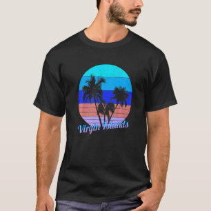 Jungfrau Inseln Retro Tropical Palmen Urlaub T-Shirt
