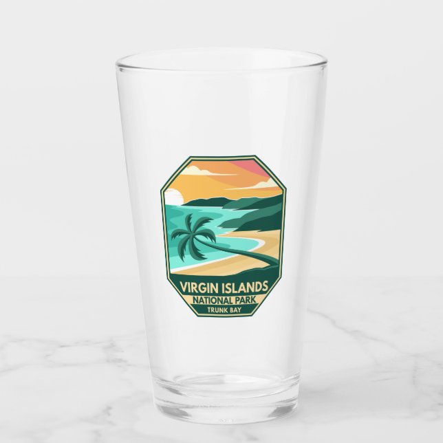 Jungfrau Islands Nationalpark Minimal Retro Emblem Glas (Vorderseite)