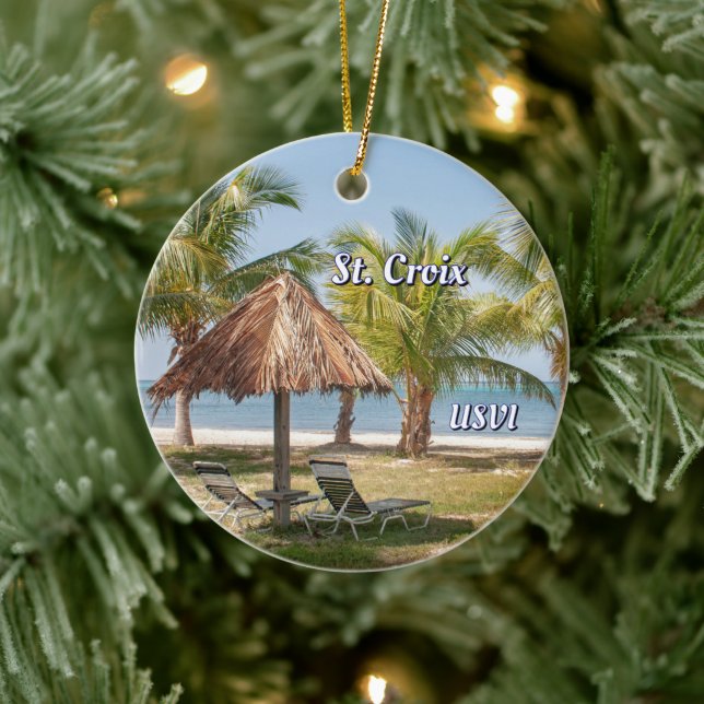 Jungfrau Islands St. Croix Tropical Beach Weihnach Keramik Ornament (Baum)