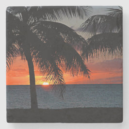 Jungfrau Islands Sunset Caribbean Palm Trees Steinuntersetzer