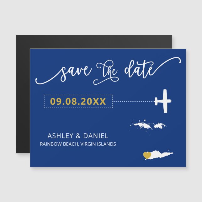 Jungfrau Islands Wedding Save the Date Card, Magneteinladung (Vorne/Hinten)