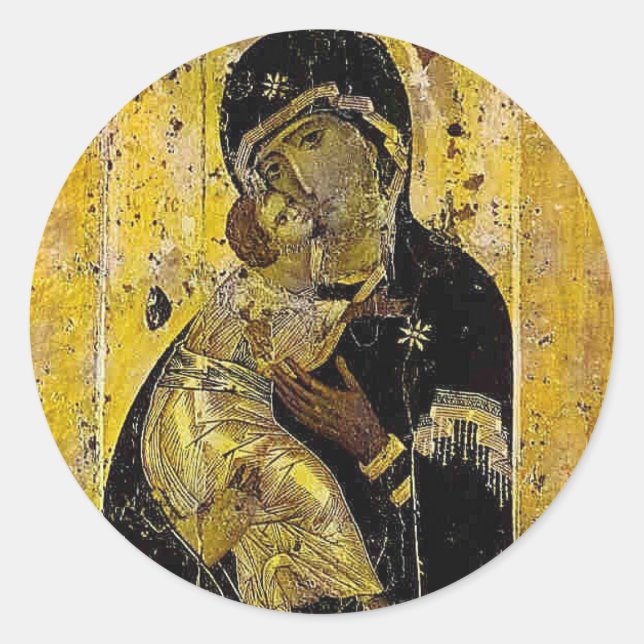 Jungfrau Kiew Ukrainisches Symbol Madonna Runder Aufkleber (Vorderseite)