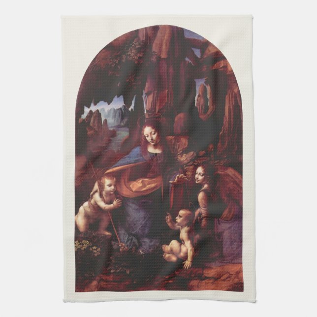 Jungfrau Leonardo da Vinci (Madonna) Geschirrtuch (Vertikal)