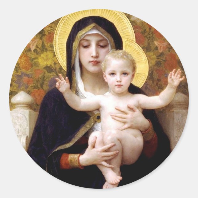 Jungfrau Lilies, William-Adolphe Bouguereau Runder Aufkleber (Vorderseite)