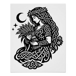 Jungfrau-Mädchen-Sigil — Erdgebundene Zodiak-Tinte Poster