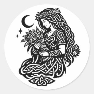 Jungfrau-Mädchen-Sigil — Erdgebundene Zodiak-Tinte Runder Aufkleber