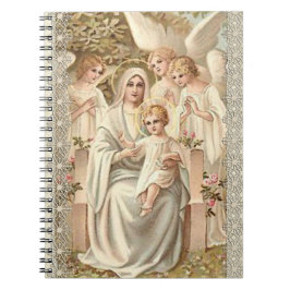 Jungfrau Madonna Mary mit Kind Jesus u. Engeln Notizblock