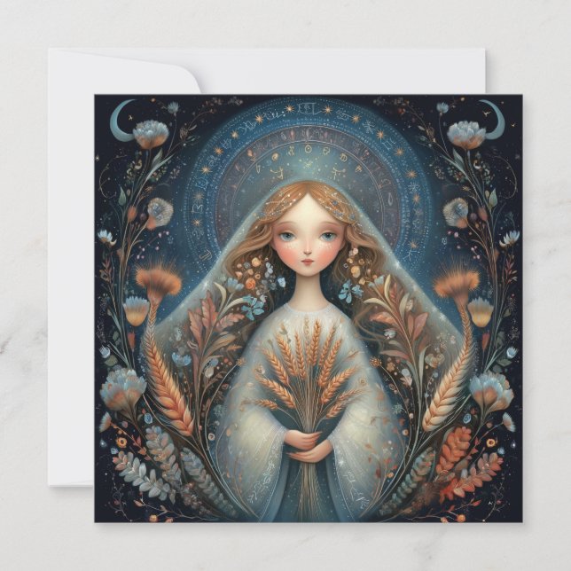 Jungfrau Maiden Zodiac Astrologie Himmlischer Gebu Karte (Vorderseite)