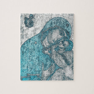 Jungfrau Maria Baby Jesus Engel Portrait Vintage B