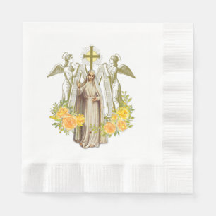 Jungfrau Maria Fatima Blumen Gelbe Rosen Rosenkran Serviette