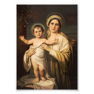 Jungfrau Maria hält den Säugling Jesus Fotodruck
