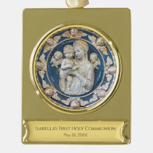Jungfrau Maria mit Engeln katholische Erstkommunio Banner-Ornament Gold
