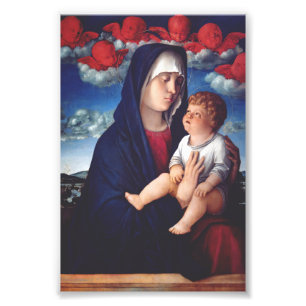 Jungfrau Maria mit Jesuskind und roten Cherubim Fotodruck