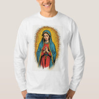 Jungfrau Maria Retro-Langarmshirt für Herren