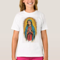 Jungfrau Maria Retro Mädchen T-Shirt
