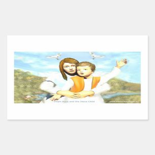 Jungfrau Maria und das Kind Jesus Rechteckiger Aufkleber