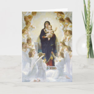 Jungfrau Maria und Jesus mit Engeln Karte