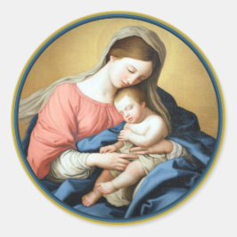 Jungfrau Maria und Kind Jesus Christus Runder Aufkleber