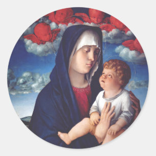 Jungfrau Maria und Kind Klassische Religiöse Kunst Runder Aufkleber