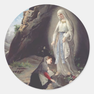 Jungfrau Maria von Lourdes Runder Aufkleber