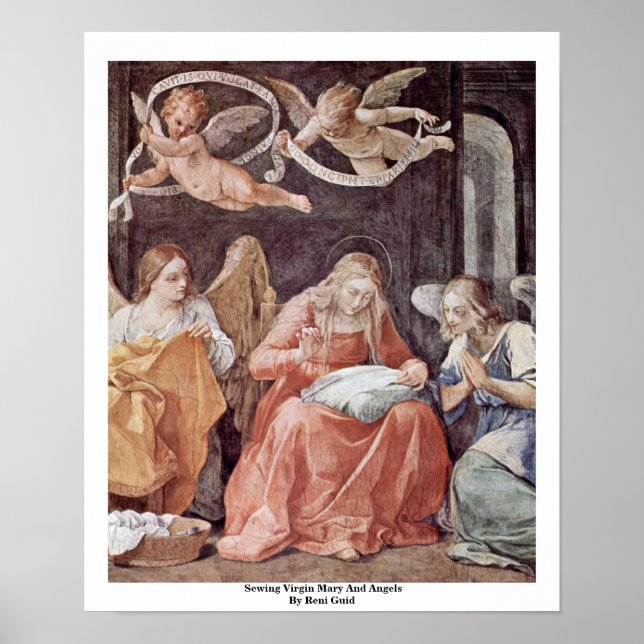 Jungfrau Mary and Angeles von Reni Guido Poster (Vorne)