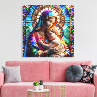 Jungfrau Mary and Baby Jesus Halted Glass