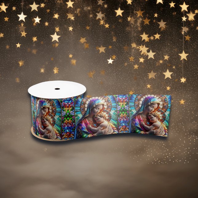 Jungfrau Mary and Baby Jesus Halted Glass Satinband (Von Creator hochgeladen)