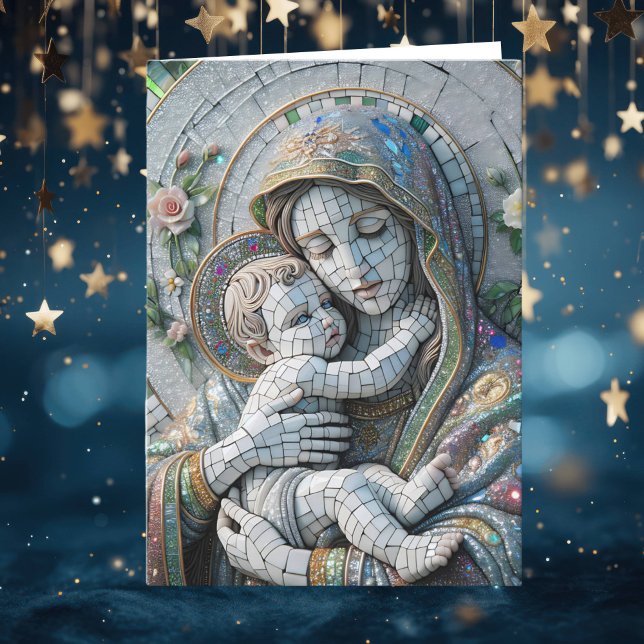 Jungfrau Mary and Baby Jesus | Mosaikstatue Karte (Von Creator hochgeladen)