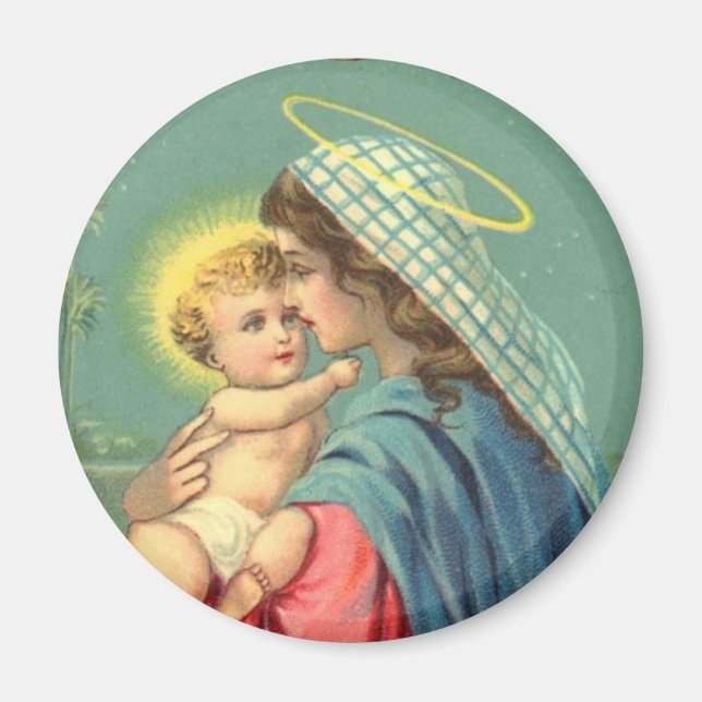 Jungfrau Mary and Baby Jesus | Religiöse Christlic Magnet (Vorne)