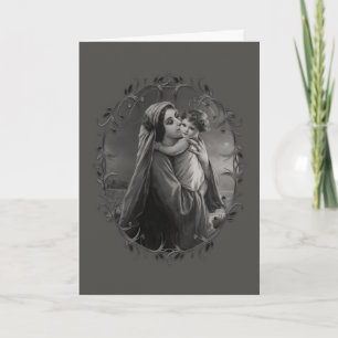 Jungfrau Mary and Child Jesus mit dunklem Silberra Feiertagskarte