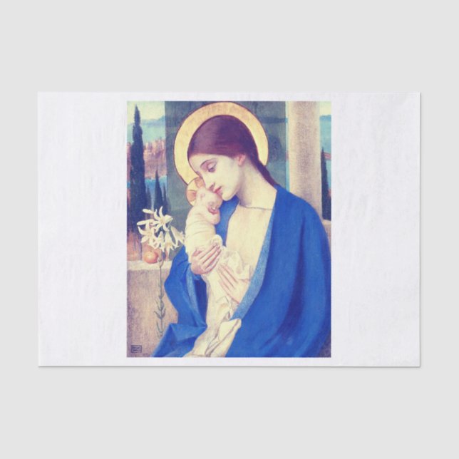 Jungfrau Mary and Child von Marianne Stokes Seidenpapier (Vorderseite)