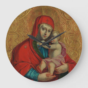 Jungfrau Mary and Jesus Child von Jan Rombauer Große Wanduhr
